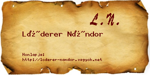 Lóderer Nándor névjegykártya